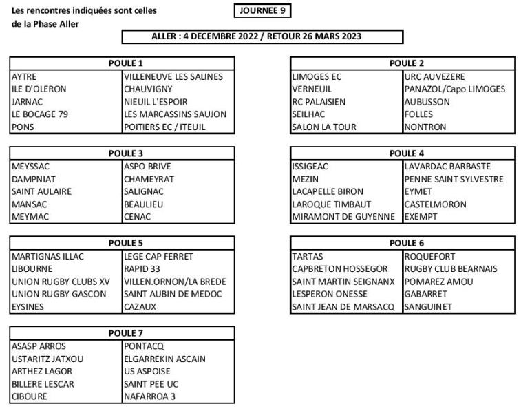 Actualité - REGIONALE 2 (2022/2023) : LE CALENDRIER... - club Rugby